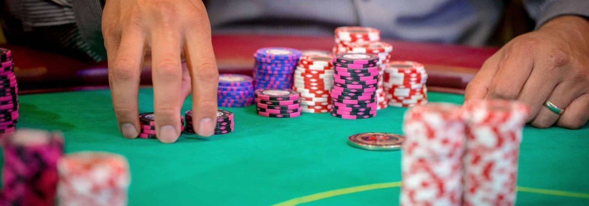 Table with chips in the casino