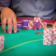 Table with chips in the casino