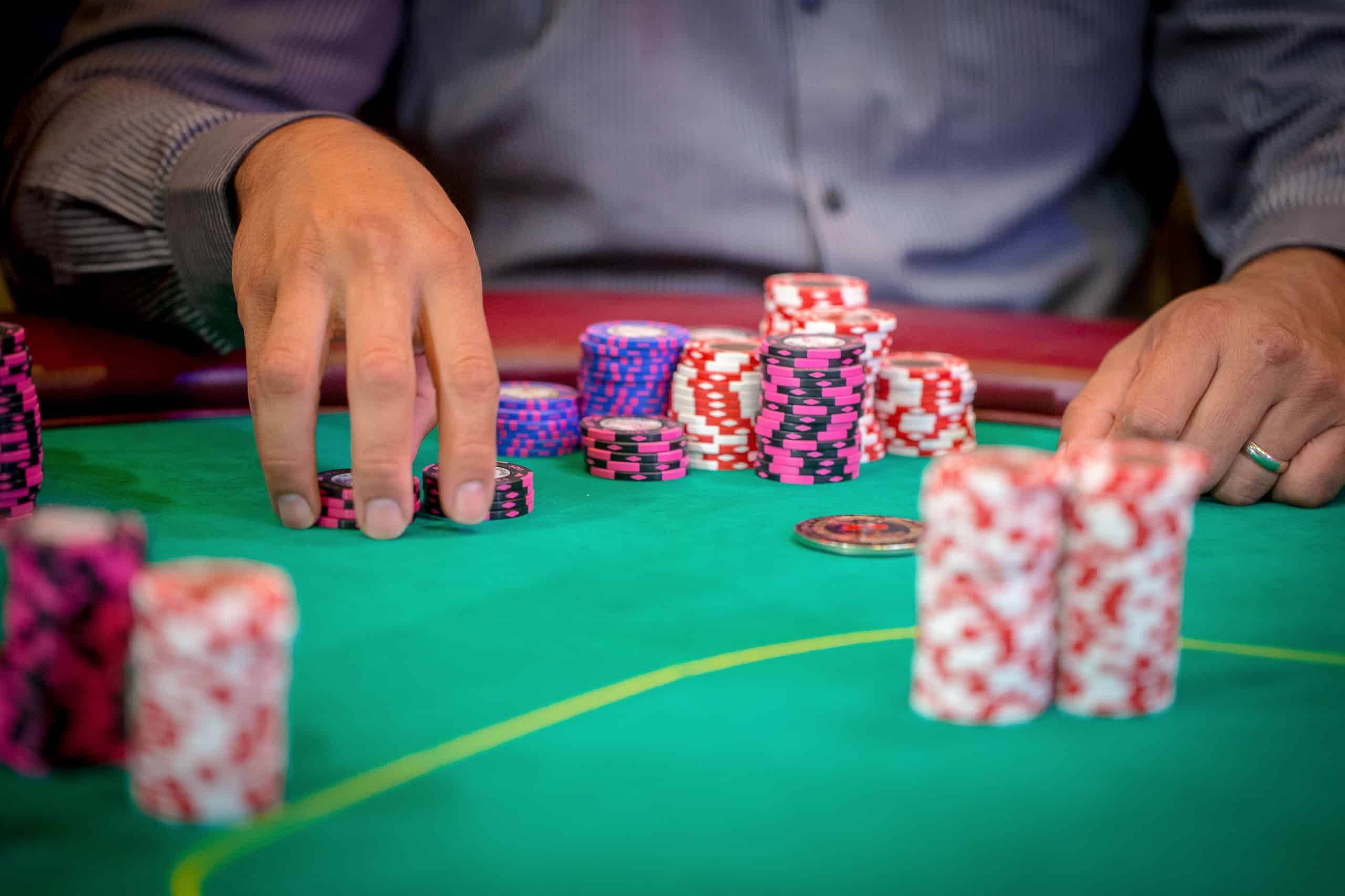 Table with chips in the casino