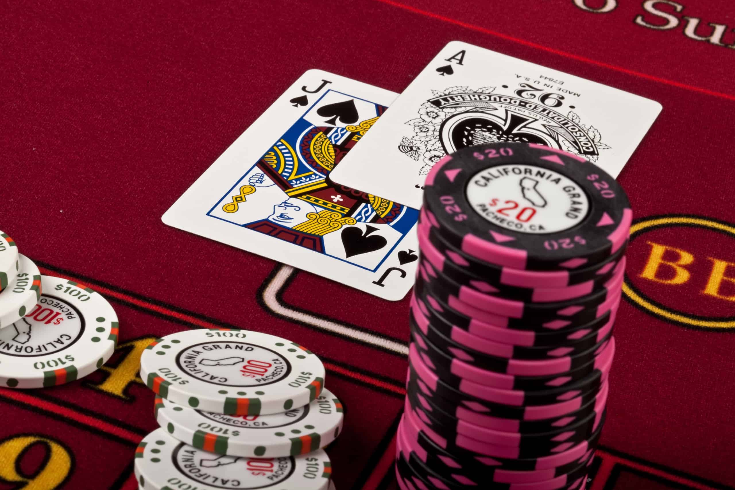 Poker table with cards at the californa grand casino in east bay